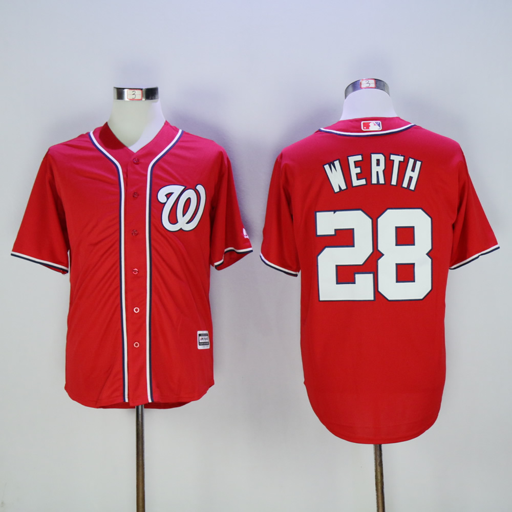 Men Washington Nationals #28 Werth Red MLB Jerseys